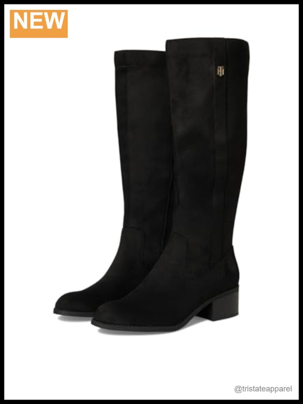 Tommy Hilfiger Dray Knee High Boots Equestrian Style Block Heel Faux Fur Lining